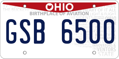 OH license plate GSB6500