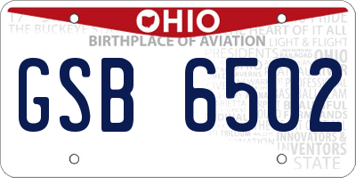 OH license plate GSB6502