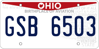 OH license plate GSB6503