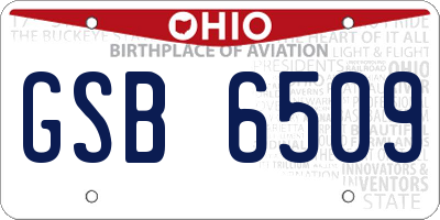 OH license plate GSB6509