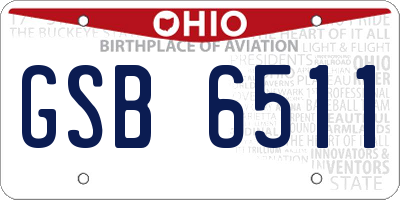 OH license plate GSB6511