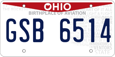 OH license plate GSB6514