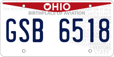 OH license plate GSB6518