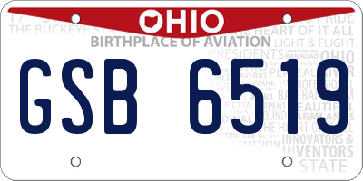 OH license plate GSB6519