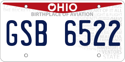 OH license plate GSB6522