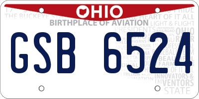 OH license plate GSB6524