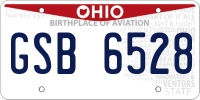 OH license plate GSB6528