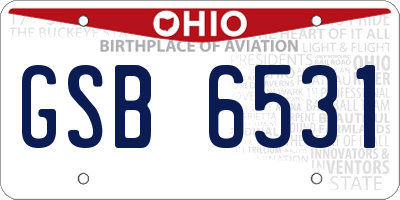 OH license plate GSB6531