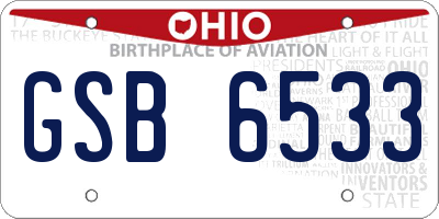 OH license plate GSB6533