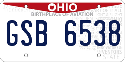 OH license plate GSB6538