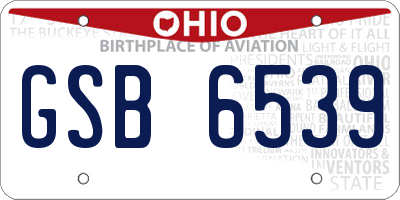 OH license plate GSB6539