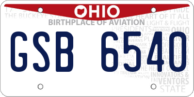 OH license plate GSB6540