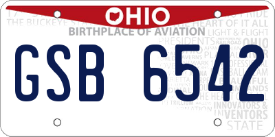 OH license plate GSB6542