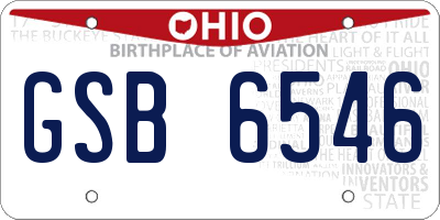 OH license plate GSB6546