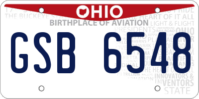 OH license plate GSB6548