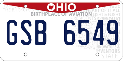 OH license plate GSB6549