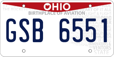 OH license plate GSB6551