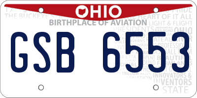 OH license plate GSB6553