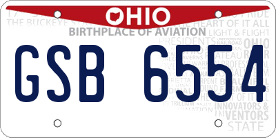 OH license plate GSB6554