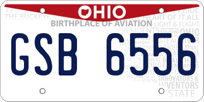 OH license plate GSB6556