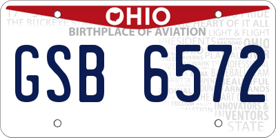 OH license plate GSB6572