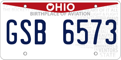 OH license plate GSB6573