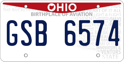 OH license plate GSB6574