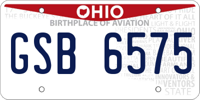 OH license plate GSB6575