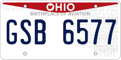 OH license plate GSB6577