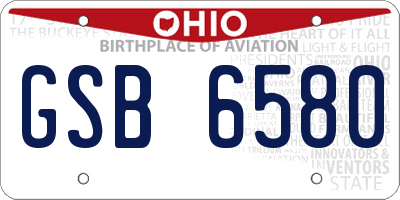 OH license plate GSB6580