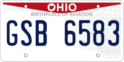 OH license plate GSB6583