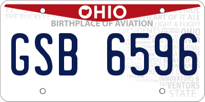 OH license plate GSB6596