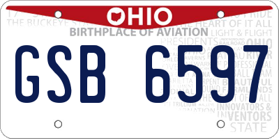 OH license plate GSB6597