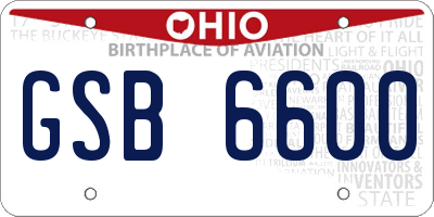 OH license plate GSB6600