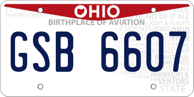 OH license plate GSB6607