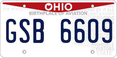 OH license plate GSB6609