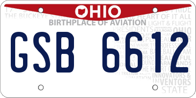 OH license plate GSB6612