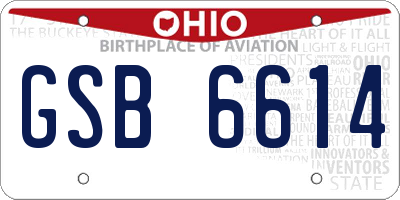 OH license plate GSB6614