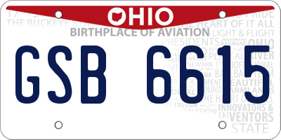 OH license plate GSB6615