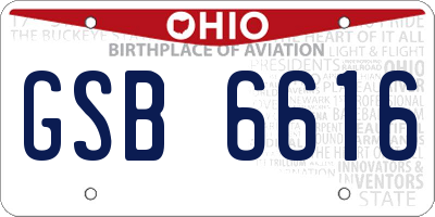 OH license plate GSB6616