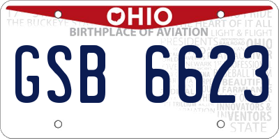 OH license plate GSB6623