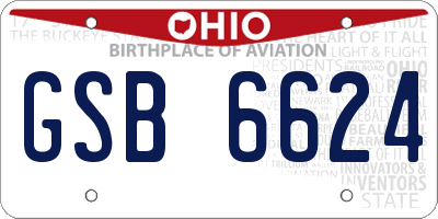 OH license plate GSB6624