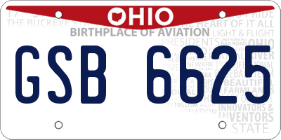 OH license plate GSB6625