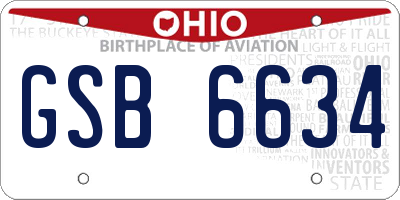 OH license plate GSB6634