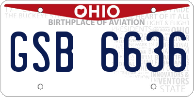 OH license plate GSB6636