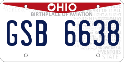 OH license plate GSB6638