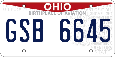 OH license plate GSB6645