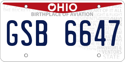 OH license plate GSB6647