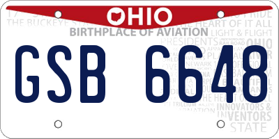 OH license plate GSB6648