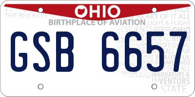 OH license plate GSB6657